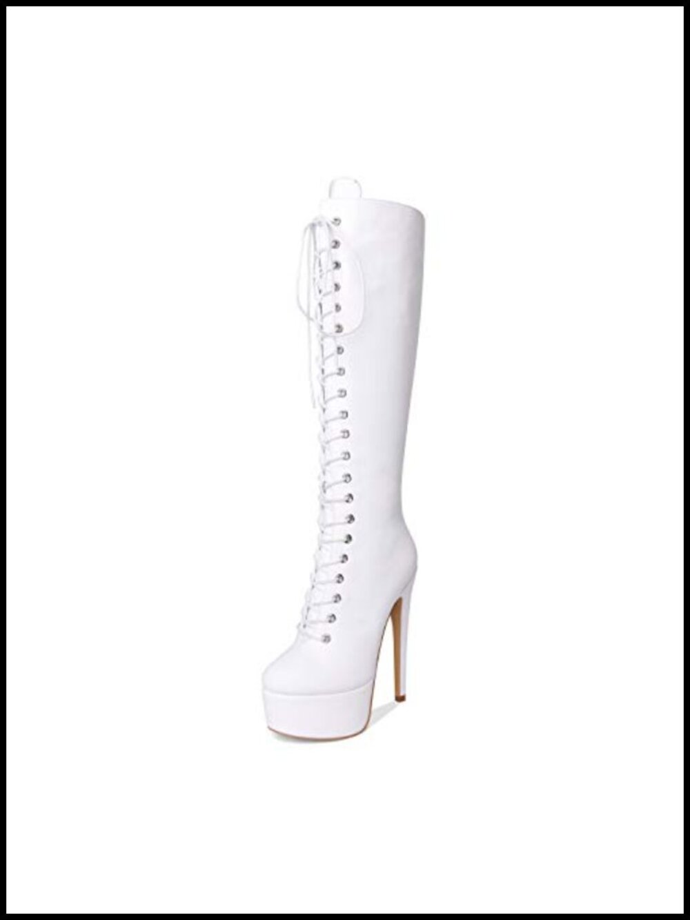 Platform Lace Up Stiletto Knee High Boots